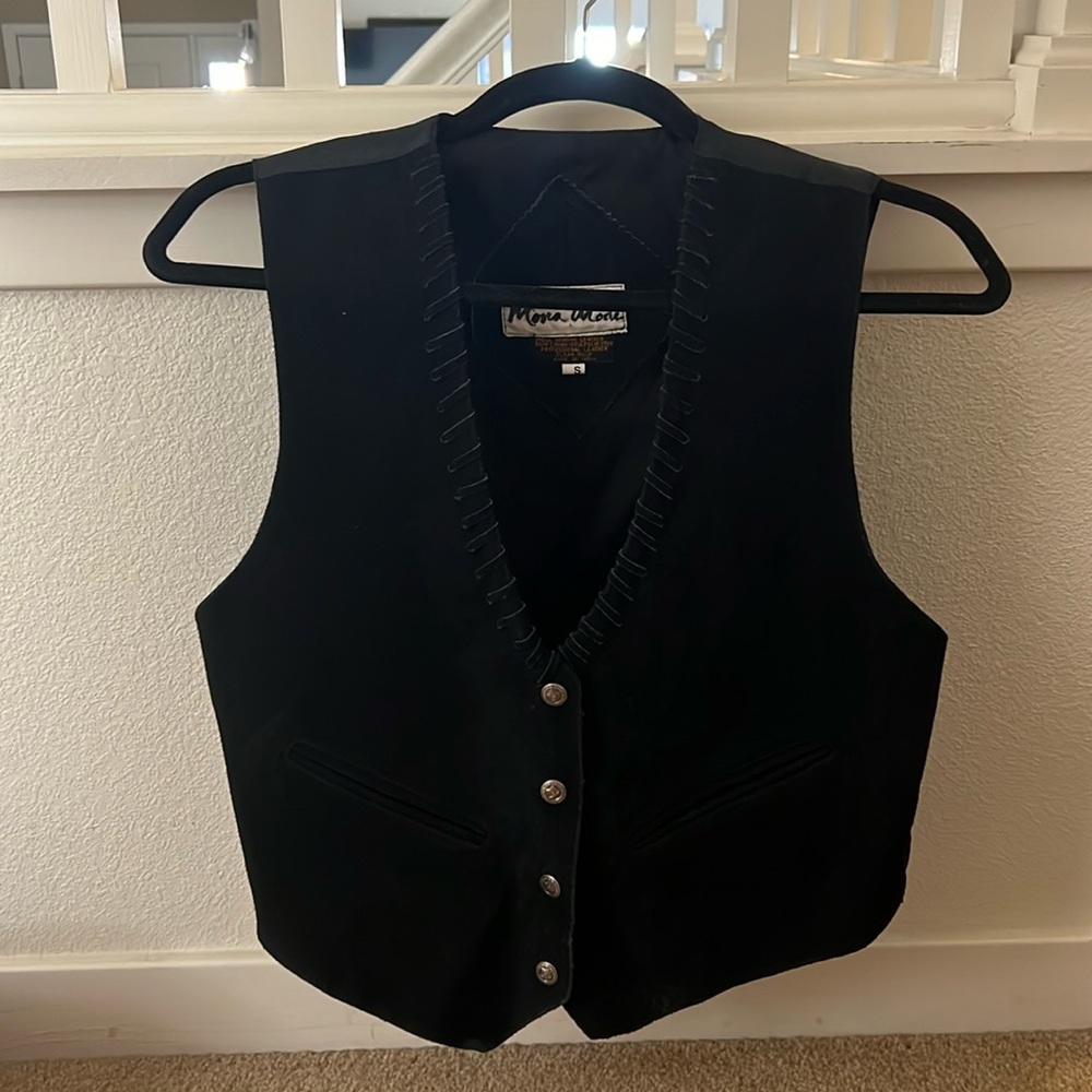 Vintage Leather and Satin Western Vest